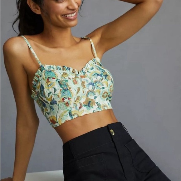 Anthropologie Tops - Size XL Anthropologie women’sTwist Crop Top Only Smocked Printed Wrap Blouse